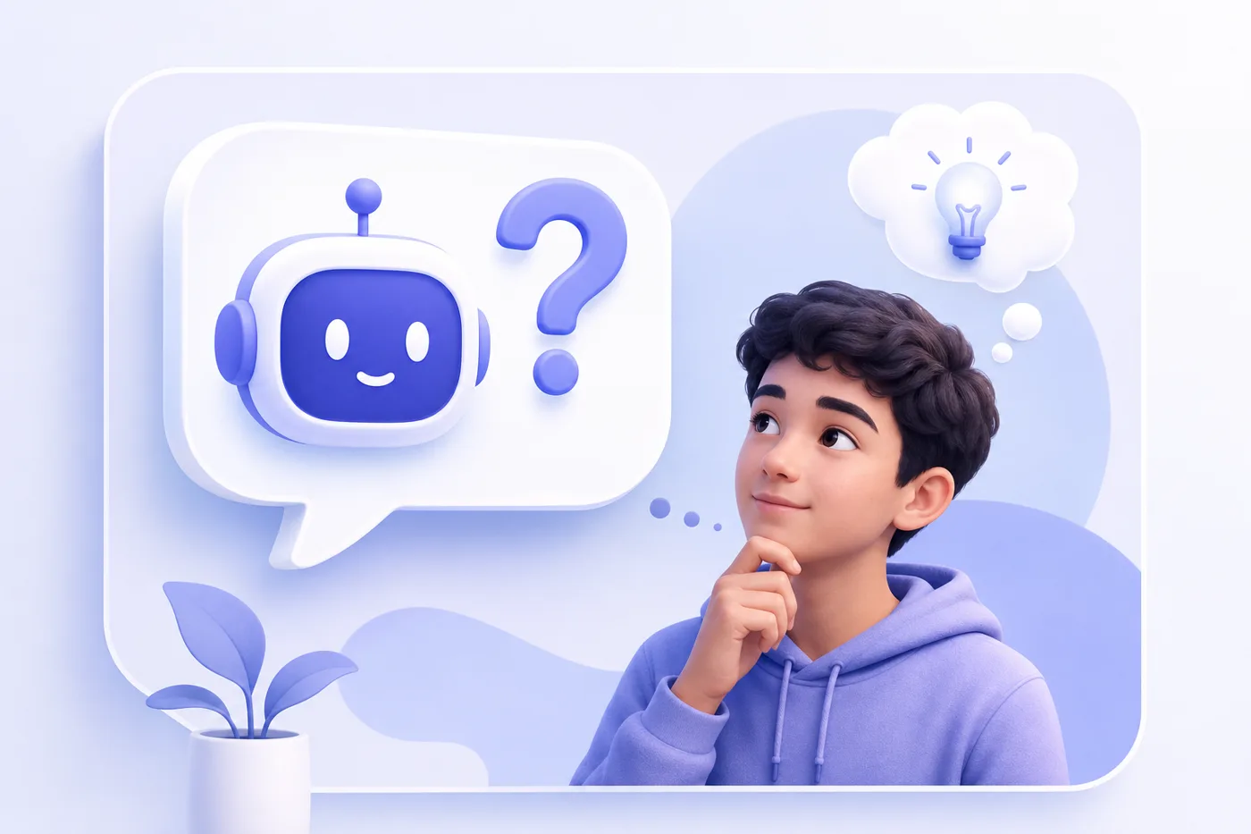 An AI tutor asking a learner a guiding question on screen while the learner works through the problem, illustrating guided learning in action
