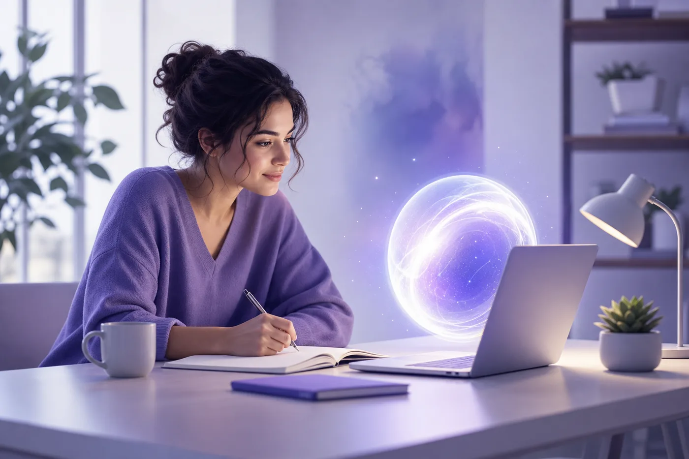 A learner working through a lesson with an AI tutor, showing that AI tutors work best with active engagement