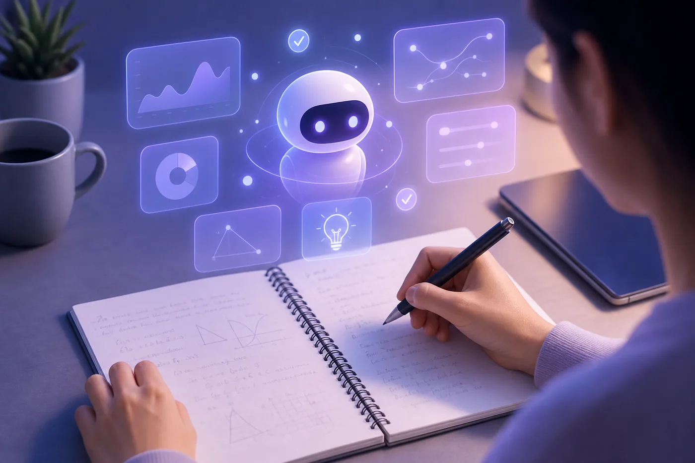 An AI tutor giving a learner personalized feedback while they work through a problem at their own pace