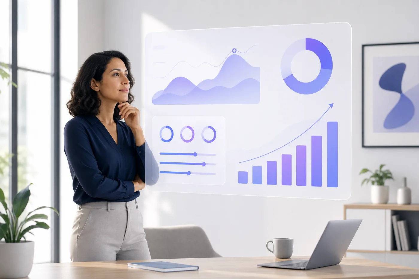 An L&D leader reviewing a dashboard to measure training effectiveness beyond completion rates